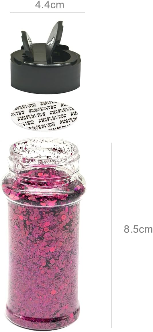 Fuchsia - Craft Glitter - 2oz Glitter Shaker Bright Colorful Holographic Mix Chunky Body Glitter Bulk Wholesale 24 Colors in Shaker Cosmetic Glitter - EBLB900