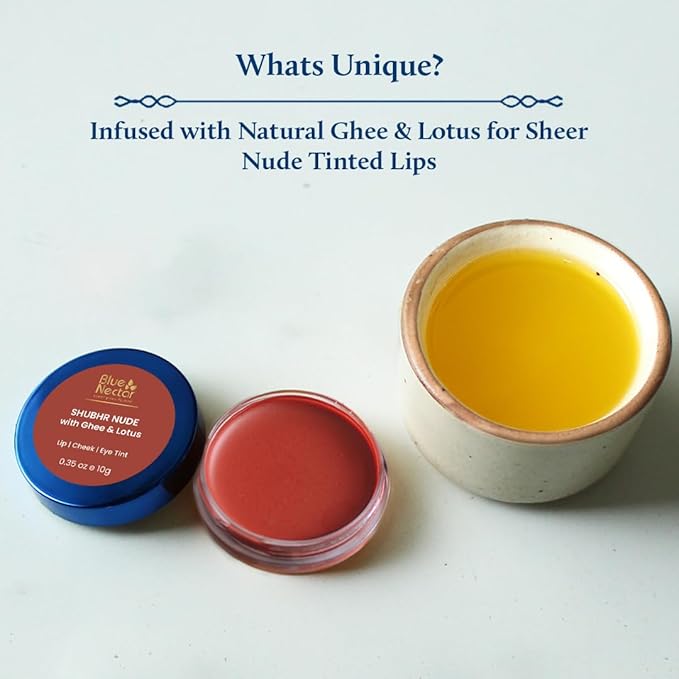 Blue Nectar Lip Tint Stain for Sheer Nude Tinted Lips | Hydrating Lip Tint, Color Infused, with Shea Butter for Natural Looking Finish (0.35 Oz)