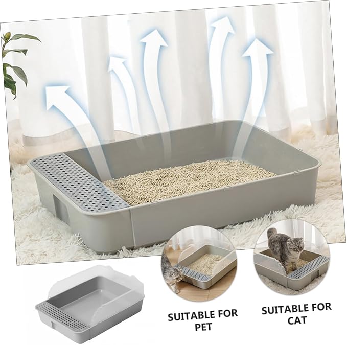 ERINGOGO Semi-Closed Cat Litter Box Potty with Detachable Anti-Splash Durable Pan Small Gray for Kitten Toilet and Cat Housebreaking