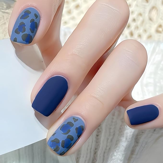 Matte Blue Nail Polish Quick Dry, Vegan Non Toxic Air Dry Nail Color for Women Girls, Royal Navy Blue Matte Finish