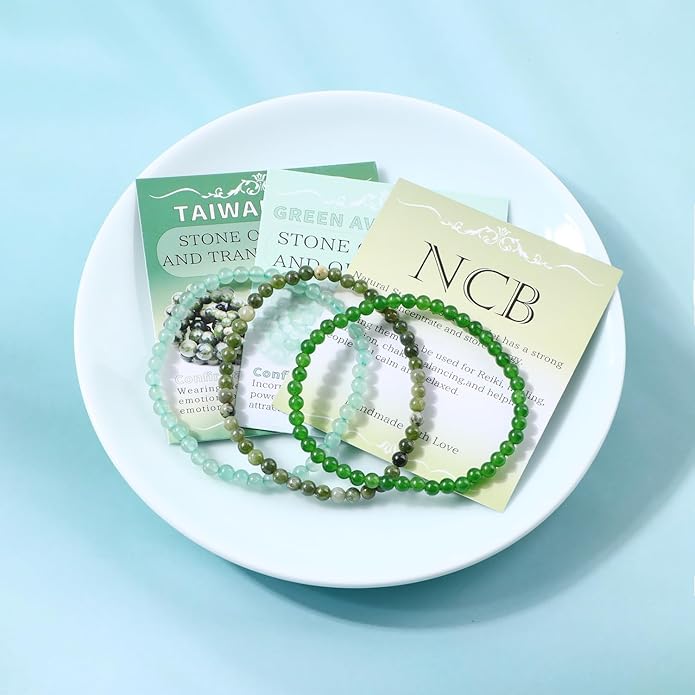 NCB 2.3-Piece 4mm Natural Crystal Gemstone Stretch Bracelets – Handmade Reiki Energy Healing Jewelry for Meditation,Yoga, Unisex