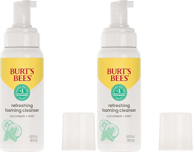 Burt's Bees Refreshing Foaming Face Cleanser and Face Wash with Cucumber and Mint,4.8 Fluid,(Pack of 2)