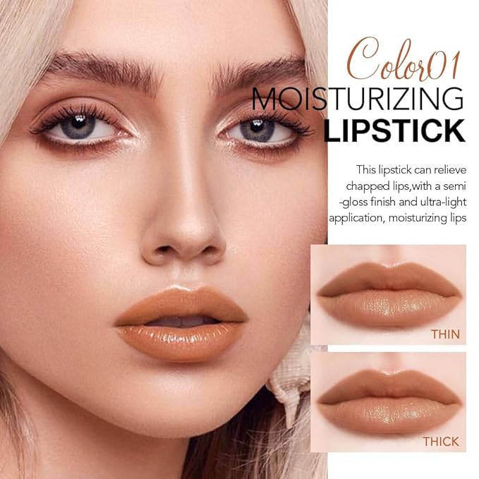 Light Beige Brown Tinted Lip Balm, Hydrating Sheer Soft Matte Finish Lipstick for Women, Creamy Natural Color Lip Tint Balm Lightweight And Non-greasy Lip Glow Long Lasting Waterproof for Dry Lips 01#