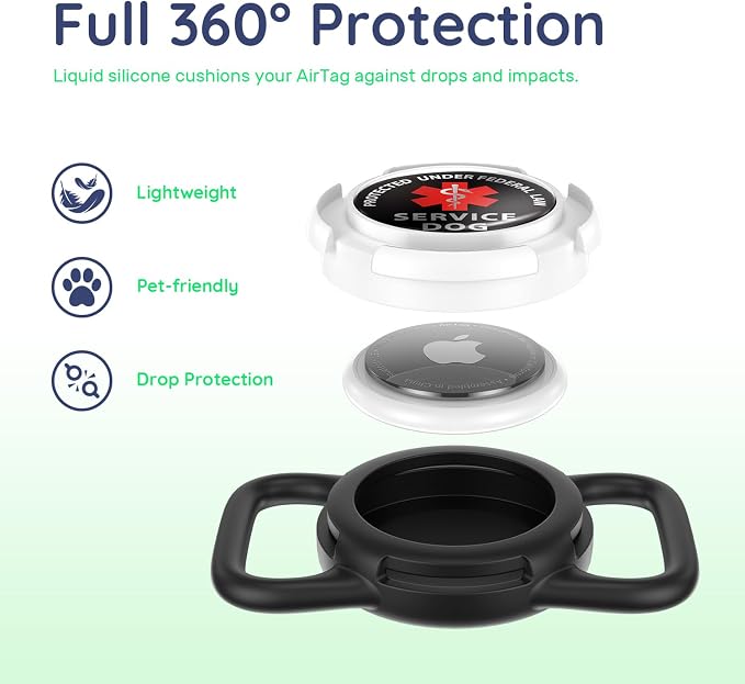Waterproof AirTag Holder for Dog Collar, Soft Slide-On Dog AirTag Holder | Full-Body Protection, No-Dangle Fit, Ultra-Durable, Lightweight, Tool-Free Installation, Fits Dog & Cat Collars