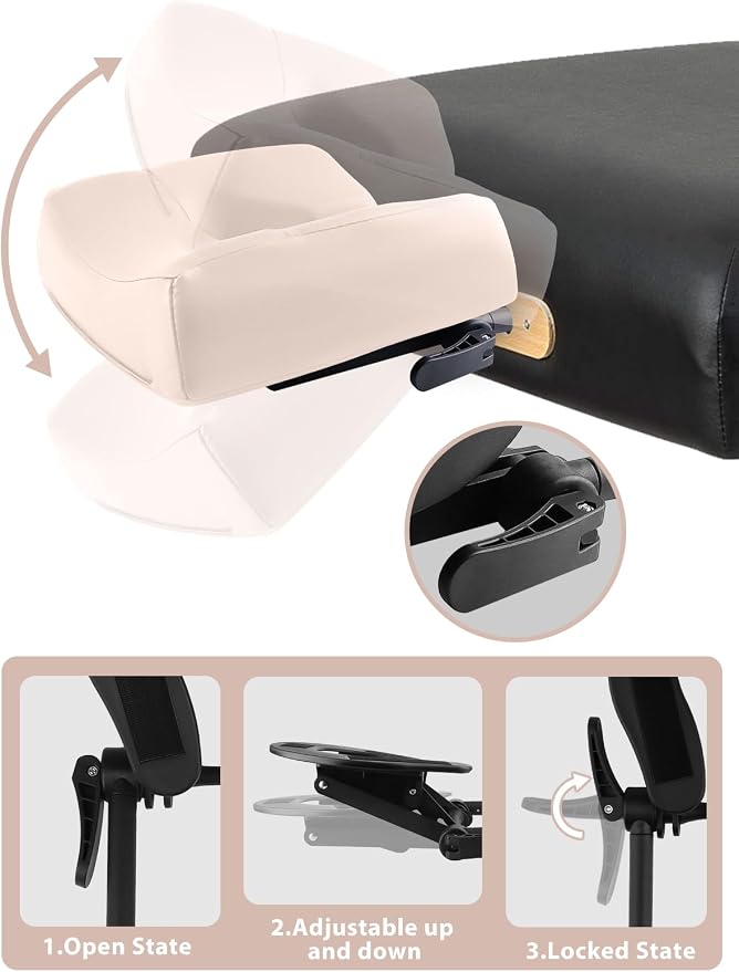 TOROKOM Adjustable Headrest Face Pillow Cradle, Headrest Face Cushion Face Pillow Face Cushion Support Bracket for Salon Home Mattress Massage Kit（White）