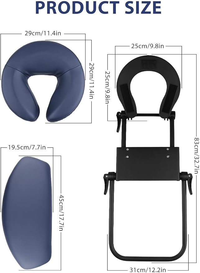 EBANKU Mattress Top Massage Kit, Adjustable Headrest Face Cradle Cushion, Face Down Pillow with Massage Table Arm Rest for Bed at Home(Blue)