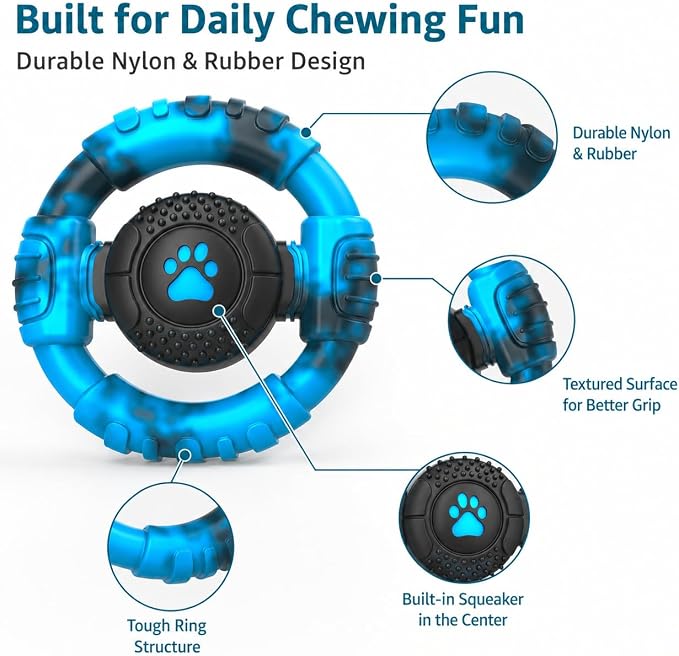 Pamlulu Tough Dog Toys for Aggressive Chewers, Indestructible Dog Toy for Large Dogs, Nylon Chew Toys for Medium Large Breed, Interactive Dog Toys to Keep Them Busy, Dog Birthday