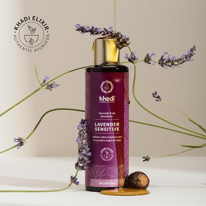 KHADI LAVENDER SENSITIVE Ayurvedic Shampoo - For sensitive, delicate scalp & fine hair - 100% natural & silicone-free - 6.7 fl oz