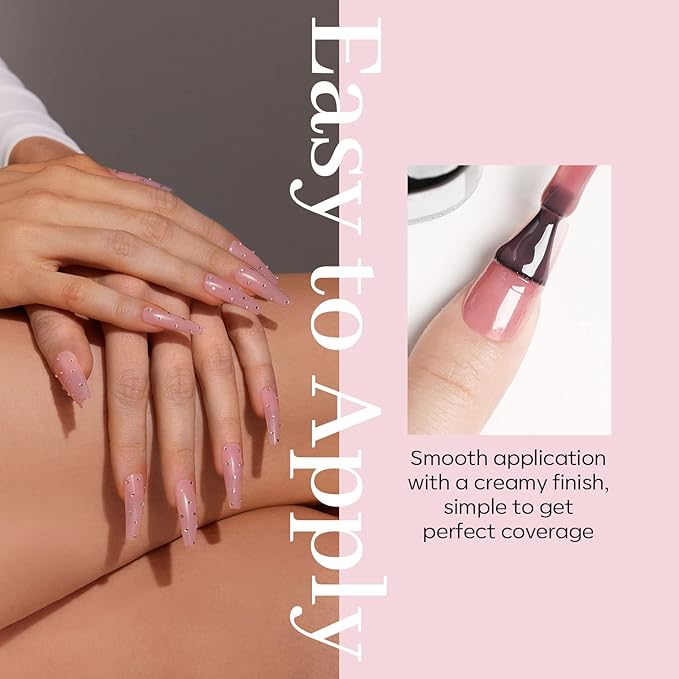 modelones Pink Gel Nail Polish Jelly Nude Pink Gel Polish French Tip Base Colors Translucent Soak Off U V Soap Nails for Nail Art Manicure at Home 15ML
