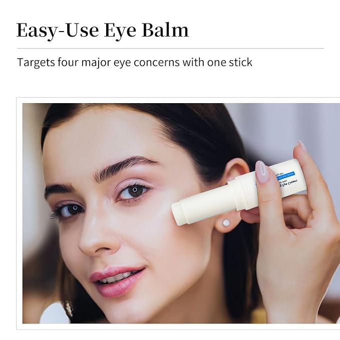 Eye Cream Stick for Dark Circles & Wrinkles – Korean Under Eye Balm Treatment with Avocado & Almond Oil, Firming & Hydrating, Puffiness & Fine Line Care, Travel-Friendly