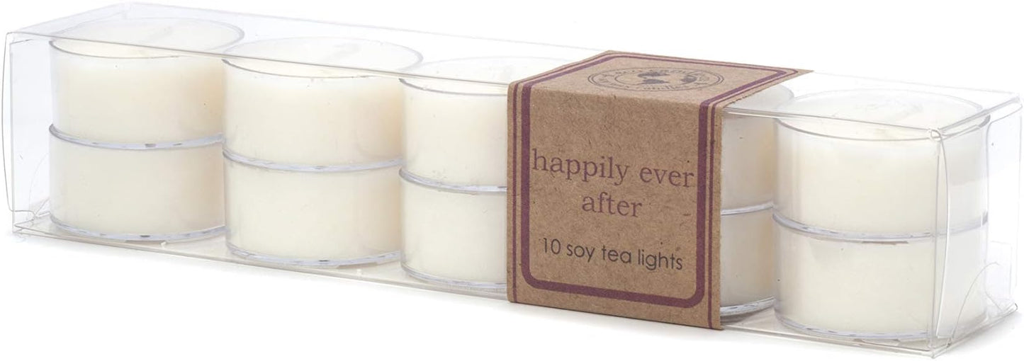 Eco Candle Co. Happily Ever After Tea Light Candles, 10-Pack, 9 Hr Burn Time