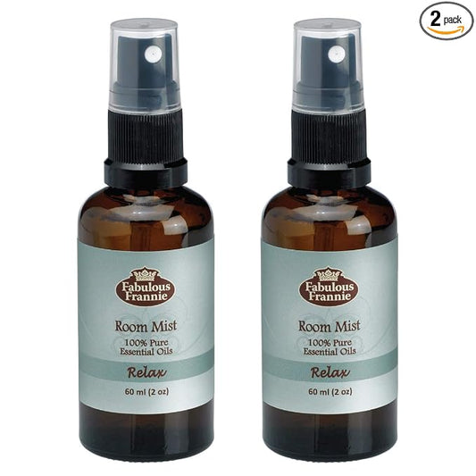 Fabulous Frannie Relax Essential Oil Pillow or Room Mist A perfect blend of Lemon, Grapefruit, Patchouli and Peppermint Essential Oils 2oz each 2pk