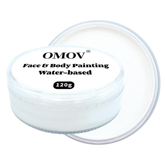 White Face Paint 120g (4.23 oz) Non-Toxic,Water Activated Face Painting Kit for Kids Adults,SFX Makeup Facepaint Palette for Halloween, Cosplay, Theater Party,Skeleton Skull Joker Special Effects