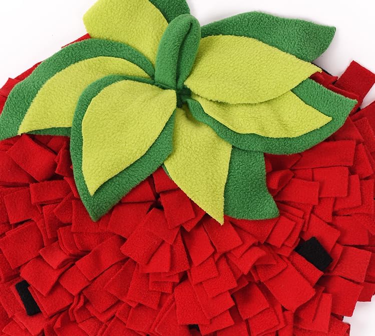 Vedem Small Animal Snuffle Mat Fleece Foraging Mats Interactive Feeding Toy Rabbit Guinea Pig Rat Hamster Anti Slip Treat Dispenser (Strawberry)