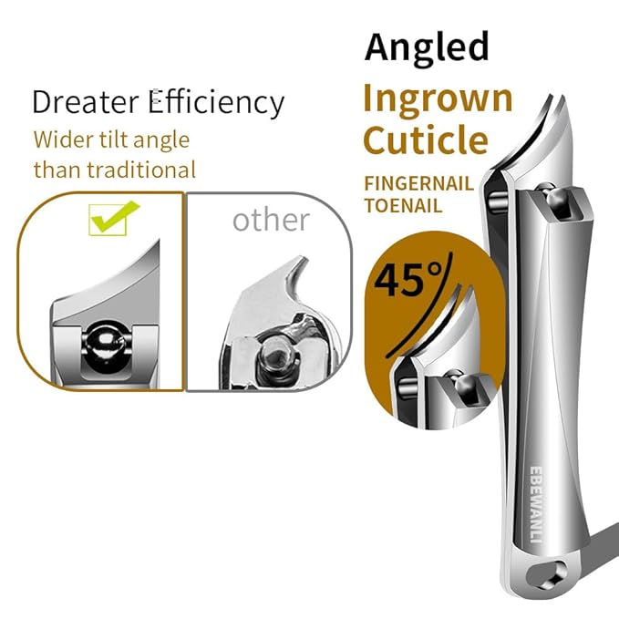 Ingrown Toenail Clippers, Pointed Stainless Steel Nail Clippers for Hangnail or Ingrown Toenails Removal, Slant Blade Ingrown Toenail Tool for Feet, Almond Nail Clippers for Acrylic Nail Tips