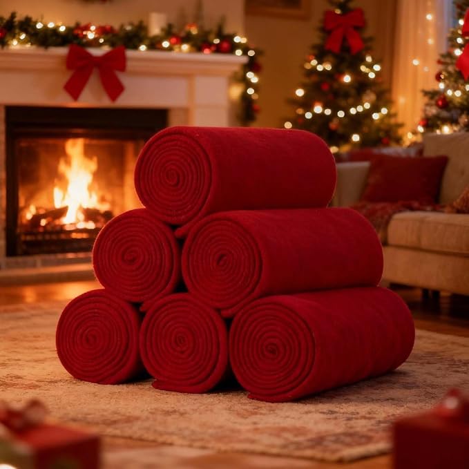 ZYFZCYBL Fleece Throw Blanket Blankets Bulk 6 Pack Soft Lightweight for Cozy Polar Fleece 50 x 60 Solid Pet-Friendly Colorful Bed Sofa Couch Fleece Fabric Travel Wedding Gift（Wine Red）