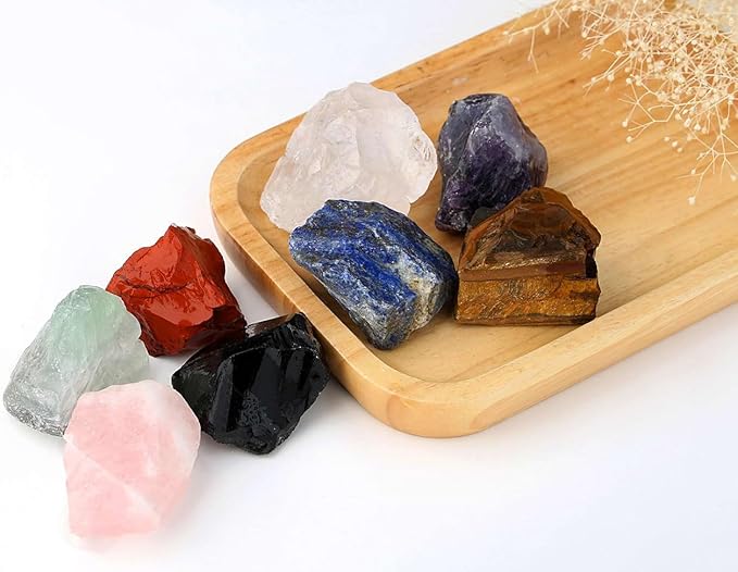 LAIDANLA Multicolor Mix 2" 1lb Natural Raw Stones Crystal Bulk Sets Large Gemstone for Tumbling，Cabbing，Wire Wrapping，Polishing，Reiki Crystal Healing，Chakra，Wicca，Fountain Rocks，Decoration