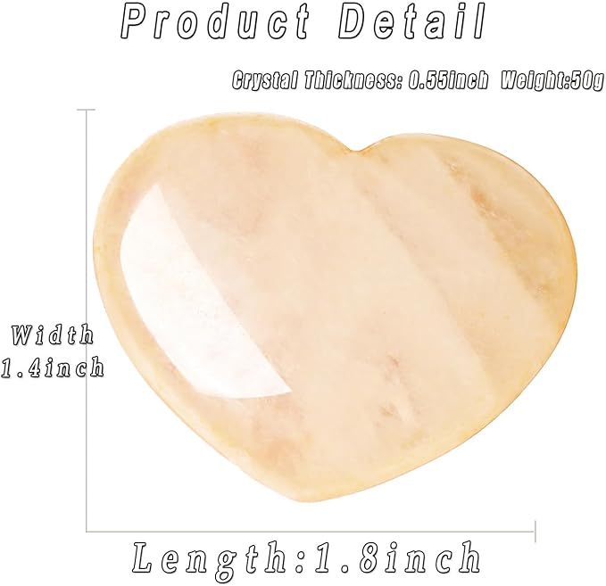 MAIBAOTA 45 mm Citrine Crystals Large Heart Stone Healing Crystals Natural Crystal Heart Reiki Gemstone Polished Heart Shaped Rocks Meditation Mothers Day Crystal Gifts for Mom Her