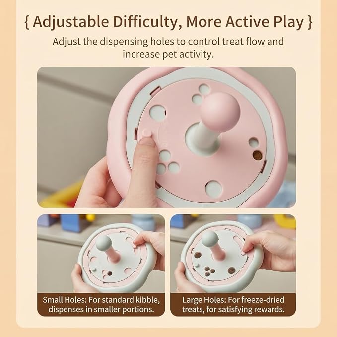 Cat Treat Dispenser Toy, Interactive Tumbler Puzzle for Indoor Cats (Yellow)