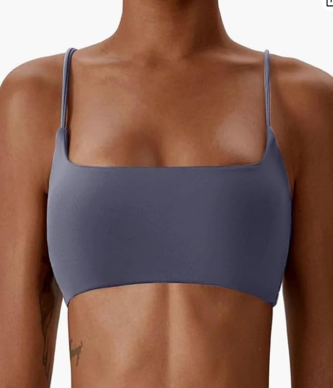 Comper Women's Sports Bras Wirefree Racerback Workout Bras Sexy Thin Straps Yoga Sport Bras with Removable Pads