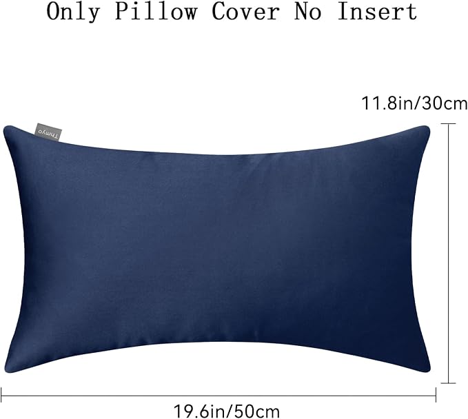 Thmyo 4-Pack 100% Cotton Lumbar Comfortable Solid Decorative Throw Pillow Case Rectangle Cushion Cover Sublimation Blank Pillow Covers Christmas DIY Throw Pillowcase(12x20inch/30x50cm,Midnight Blue)