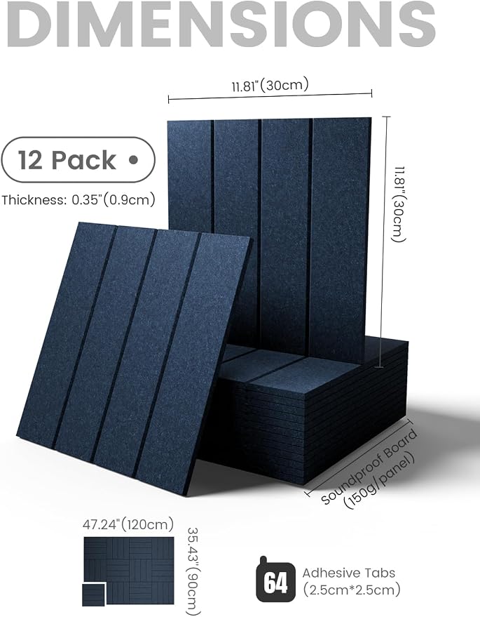 Fluxynara Felt Bulletin Board & Cork Board Alternative, Persian Blue | 48" x 36" Pin board, Removable Adhesive Tabs, Easy Install Without Wall Damage, For Home Office Decor