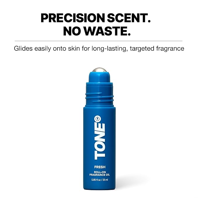 TONE Roll-on Fragrance Oil for Men, Fresh, Fragrance Oil with Notes of Amber, Bergamot, and Jasmine, 0.85 fl oz
