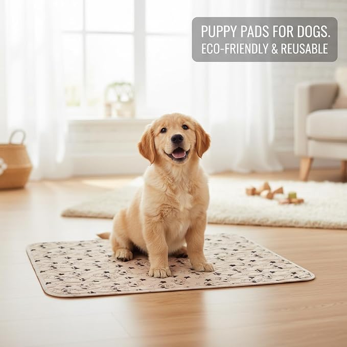Puppy Pads with Pheromones, Reusable Washable Pet Training Pads, Leak-Proof Odor Control for Indoor Use, Car Seat and Furniture Protection, 15.75 x 23.62 Inches Brown