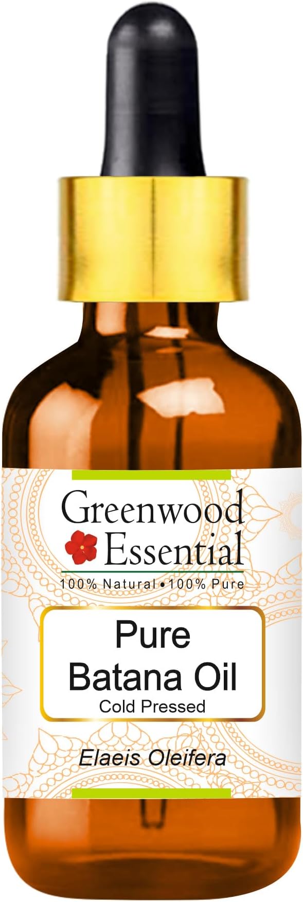 Greenwood Essential Pure Batana Oil (Elaeis Oleifera) Cold Pressed With Glass Dropper 30ml (1 oz)