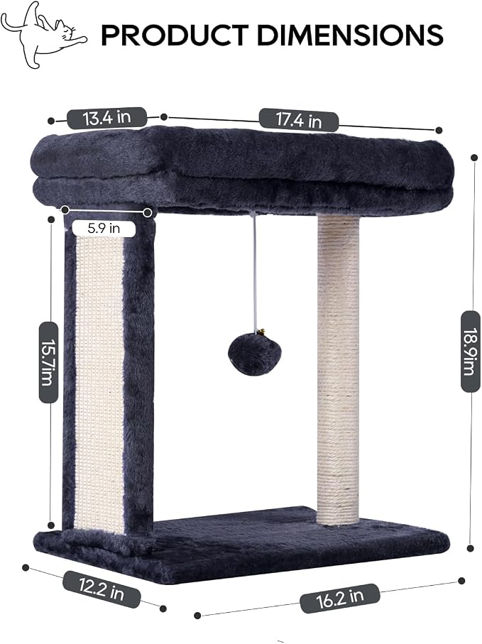 SYANDLVY Samll Cat Tree for Indoor Cats, Scratching Board Scratcher & Perch | Cat Scratching Post with 2 Dangling Balls, Great for Kittens