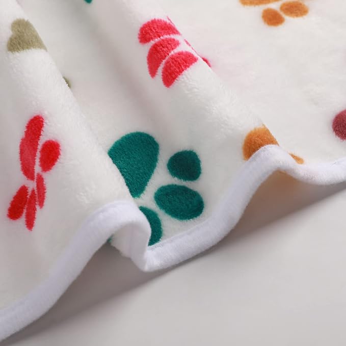 Luciphia 1 Pack 3 Blankets Fluffy Premium Fleece Pet Blanket Flannel Paw Bone Printed Throw for Dog Cat(Small 23x16'', Purple/Pink/White) | Washable Throw Blanket for Crate, Couch, Bed, Travel. Cute Paw & Bone Print. Puppy Essential, Dog Gift,Purple/Pi...