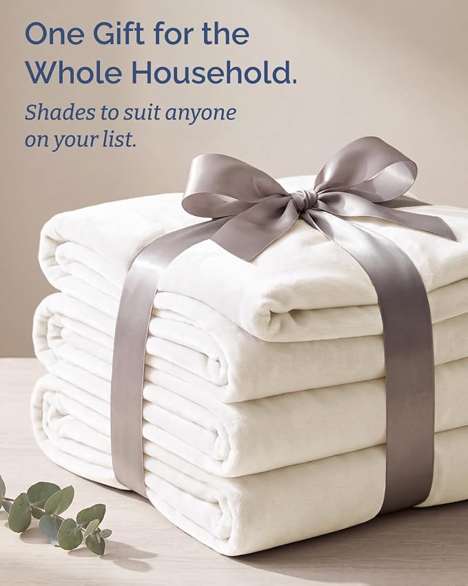 Ultra Soft Fleece Blanket Oversized King Size - Flannel Fleece Luxury Blanket - Lightweight for Couch Bed Chair - Thick, Warm and Breathable - All Season Cozy, Ivory