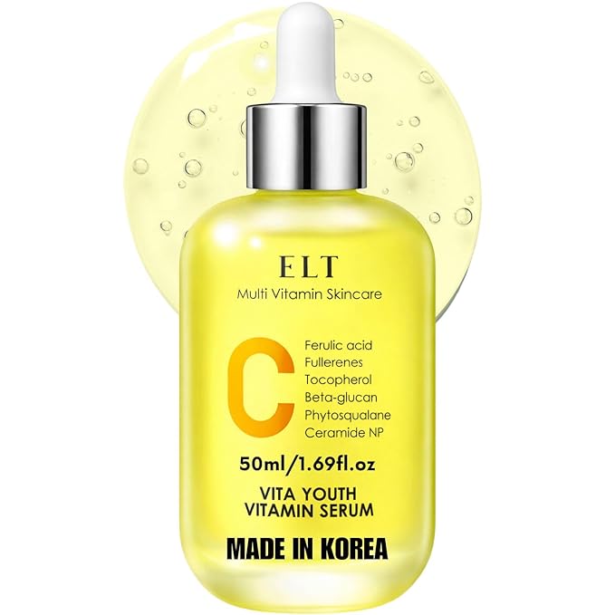 ELT Vita Youth Vitamin C Face Serum 1.69fl.oz.(50ml) -Korean Ferulic Acid, Beta-Glucan - Skin Brightening, Anti-Aging, Dark Spot Remover - K-Beauty Skincare (Pack of 1)