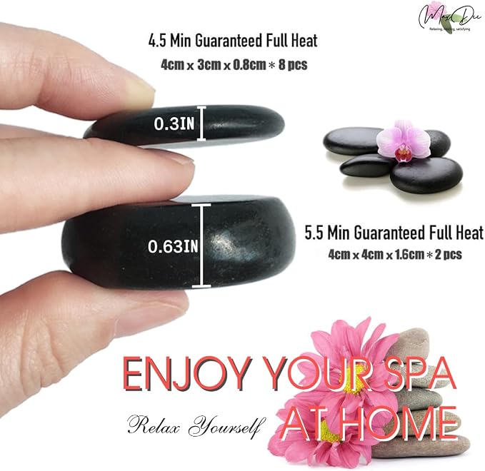 Maxdee Gua Sha Facial Tool & Hot Stone Massage Set | 8 Mini Gua Sha Stones & 2 Hot Massage Stones, Facial Sculpting for Jawline Contour & Puffiness Reduction, Facial Massage Tool, Skin-Care Gift, 1.6"