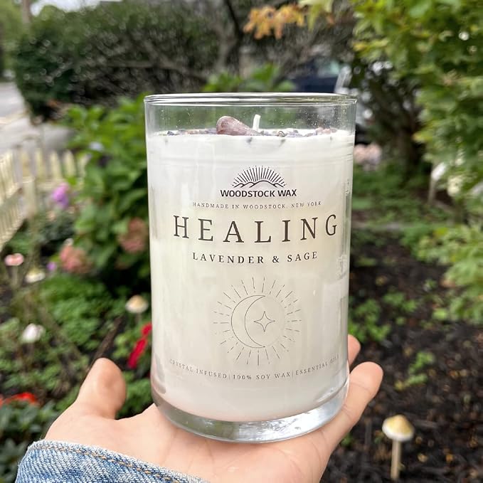 Candlestock Handmade Healing Aromatherapy Natural Soy Wax Lavender and Sage Essential Oils Scented Jar Candle