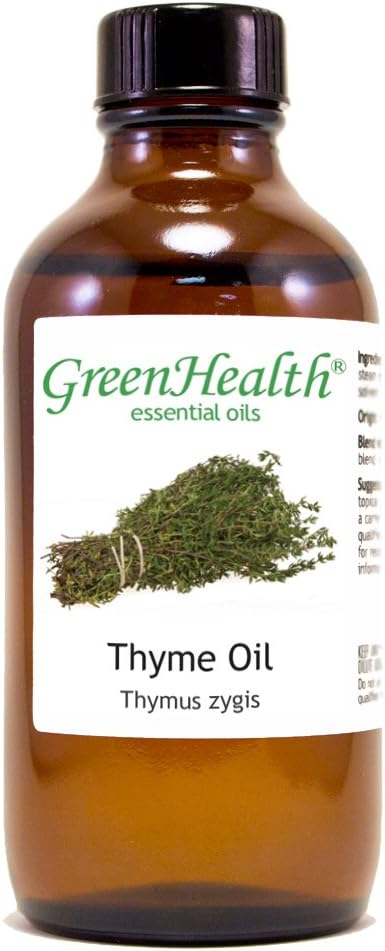 Thyme Essential Oil - 4 fl oz - Amber Glass Bottle w/Cap - 100% Pure Essential Oil - GreenHealth