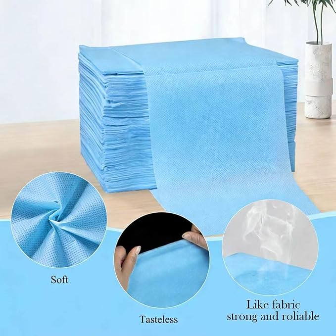 100Pcs Disposable Bed Sheets 31.5"x71"Massage Table Sheets Non-Woven Fabric Bed Covers for Ultimate Hygiene and Comfort in Massage,Tattoo, Beauty and Spa Treatments, Breathable & Durable Sheets(Blue)
