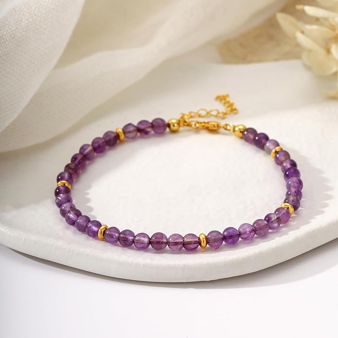 Natural Healing Crystal Bracelet for Women, Anxiety Relief Healthy Pregnancy Triple Protection Citrine Jewelry Gift for Friends Daughter Sister Mom Colleague