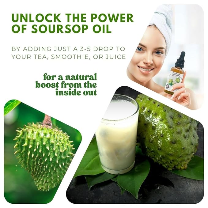 Virgin Soursop Oil (Anona Muricata, Graviola, Guanabana) – 100% Pure, Organic, Cold-Pressed, Unrefined – 1oz - 30ml – Natural Facial Oil & Moisturizer for Dry, Damaged, or Sensitive Skin.