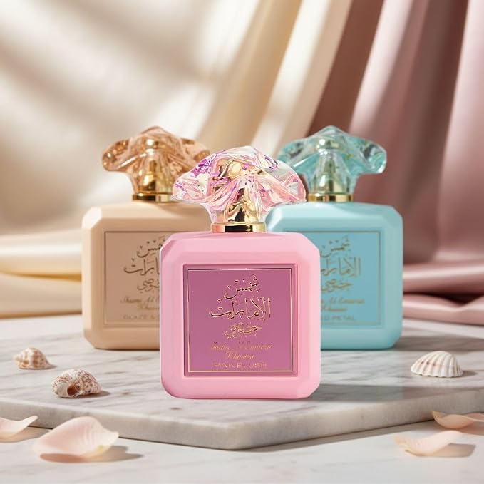 Ard Al Zaafaran Shams Al Emarat Khususi Pink Blush, Glaze & Glow & Iced Petal Eau de Parfum Sprays 100ml (3.4 oz)