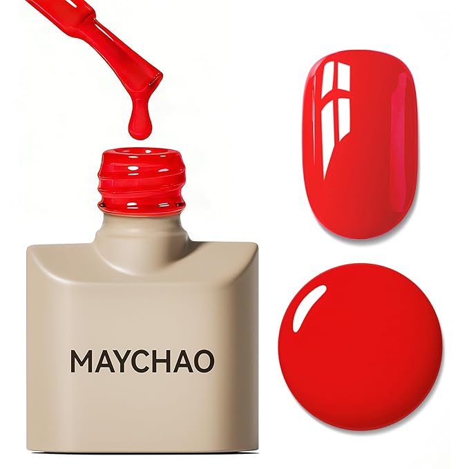 MAYCHAO 15ML Gel Nail Polish 1Pc Red Gel Polish Soak Off UV LED Nail Polish Nail Art Starter Manicure Salon DIY at Home, 0.5 OZ