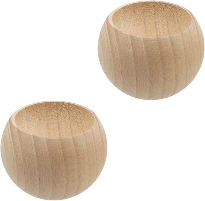 Wealrit 2 Pcs Small Round Wooden Essential Oil Diffusers, Egg-Shaped Beech Wood Diffusers for Essential Oils Wooden Aromatherapy Diffusers(Beech)