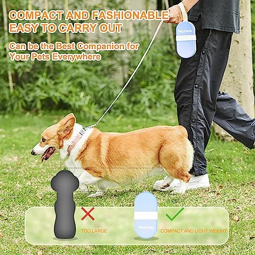 2-in-1 Dog Bowl & Water Bottle, Large Food Container for Dog Treats, Steak, Sticks, Bars - Portable Pet Dispenser for Hiking, Travel (Blue)