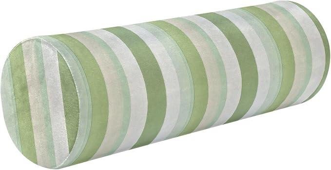 Bolster Pillows for Bed Cylinder Neck Roll Pillow Round Pillow Cases Long Cylinder Pillow Memory Foam Back Support LightGreen Stripe