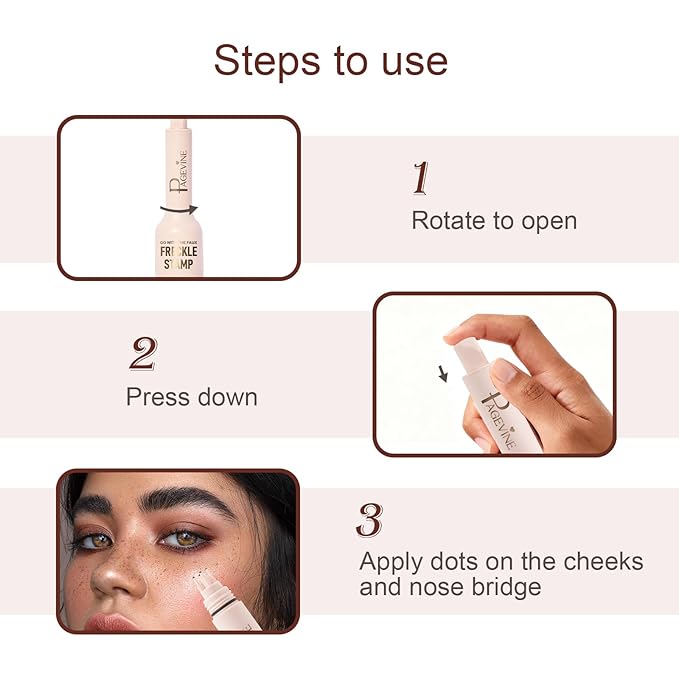 Faux Freckle Stamp Pen, Natural and Lifelike Sunkissed Face Freckle Makeup with Fake Freckles Stain Marker Pen Tool, Waterproof and Quick Dry & Long-Lasting, 03 Dark