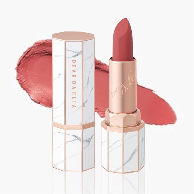 DEAR DAHLIA Paradise Effortless Matte Lipstick (Lily) - Vegan Silky Matte Lipstick with Wightness, Long-Lasting and High-Pigment Color, Dahlia Petal-Shaped Tip for Easy Use. 0.11 oz