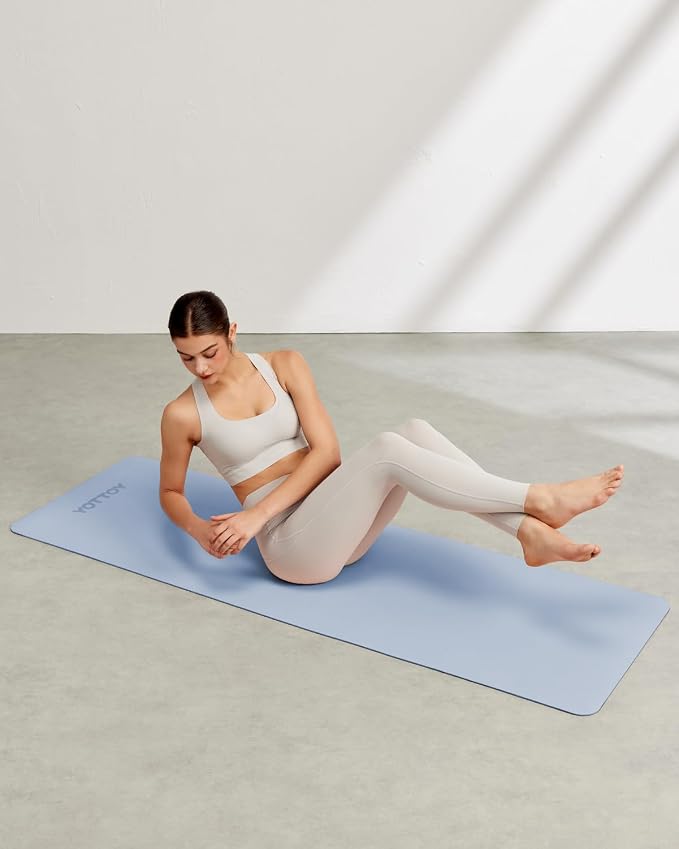 Yoga Mat,Non-Slip TPE Exercise Mat(1/4 Inch) for Pilates, Fitness & Barefoot Workouts, Home Gym Studio with Strap & Bag