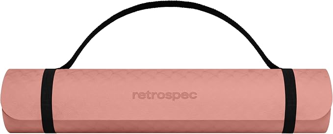 Retrospec Zuma Yoga Mat 6mm Thick Non-Slip TPE Exercise Mat | Cushioned Workout Mat for Yoga Pilates and Home Stretching | 72 x 24 with Carrying Strap