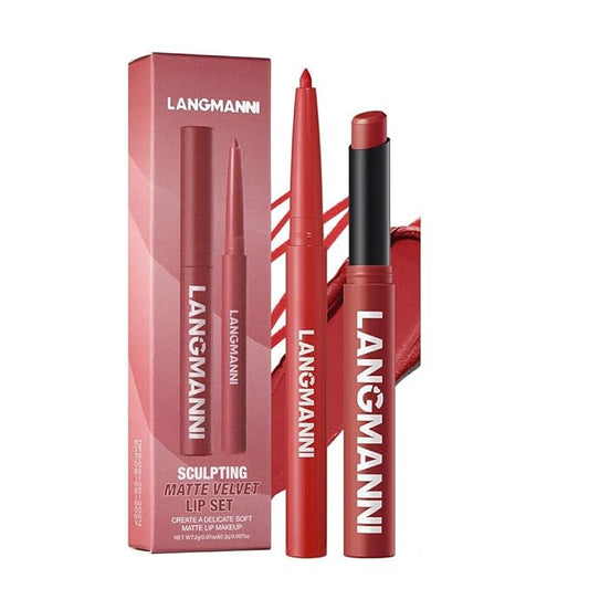 Lip Liner + Lipstick Set (12 Shades) -Matte Lipstick for Women, Silk Finish Hydration Lip Kit, Waterproof Smooth Creamy Texture, Bold to Nude Shades for Everyday & Party Wear, Makeup Gift(10)