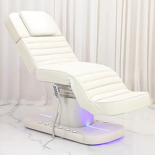 Electric Massage Table - Esthetician Bed with Futuristic Blue-Purple Light Base, Lash Bed Includes Multi-Angle and Height Adjustable, Foot Control, for Beauty Salon